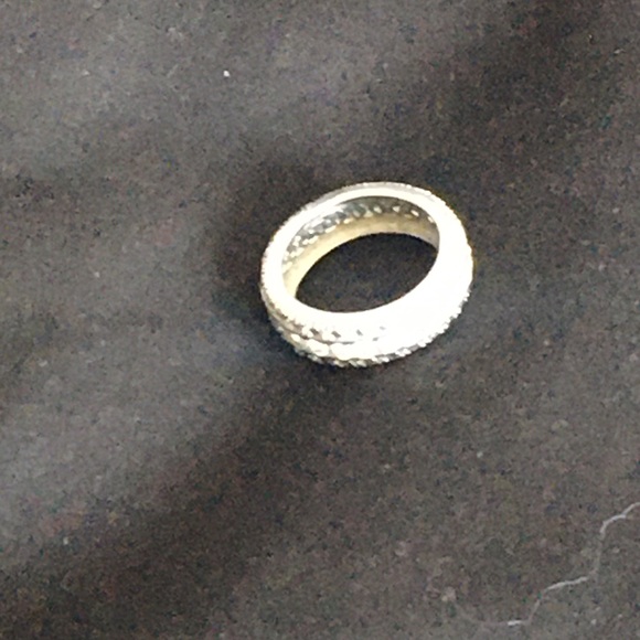 Silver Diamond cluster wedding band - Picture 1 of 2